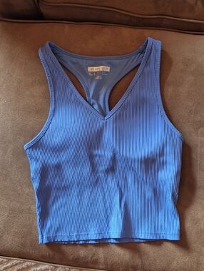 Forever 21 Ribbed V-Neck Racerback Tank - Blue